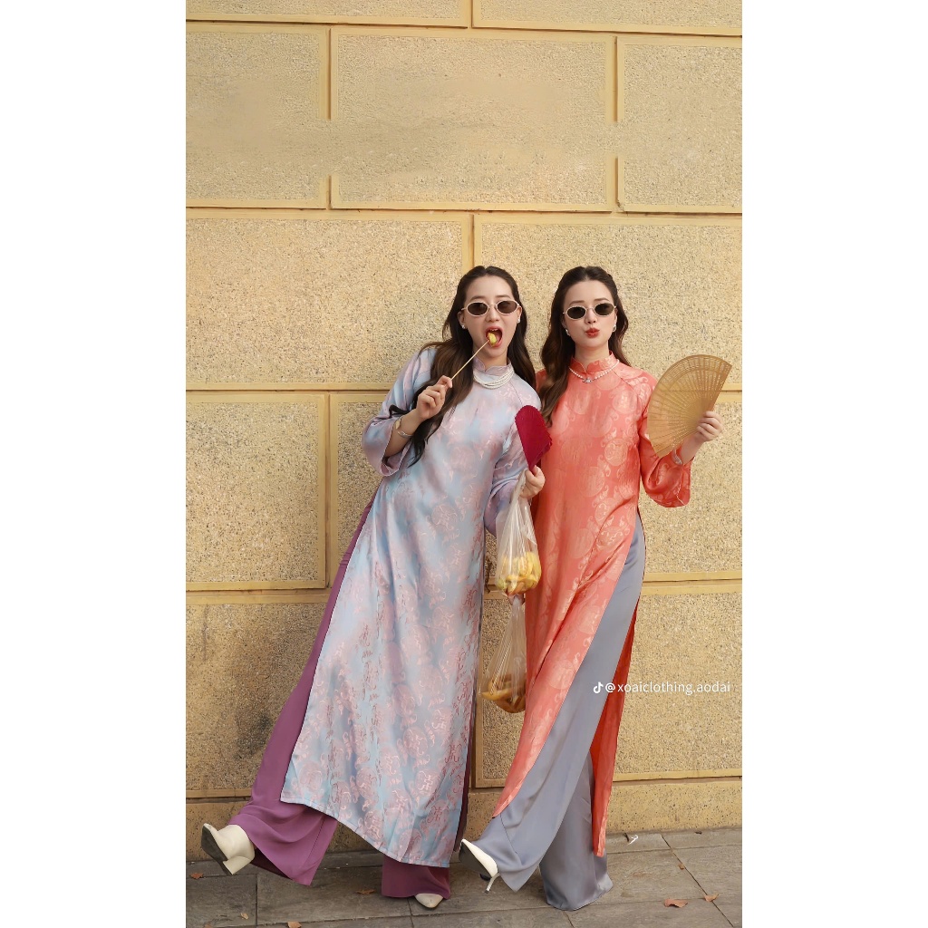 Th Bat Brocade Ao Dai Type I Straight Shape - คอ 3 P