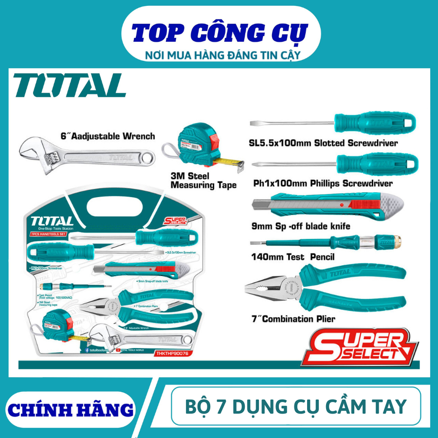TOTAL TOTAL ชุดเครื่องมือมือ 7 ชุด THKTHP90076 < ผลิตภัณฑ์ของแท้ >
