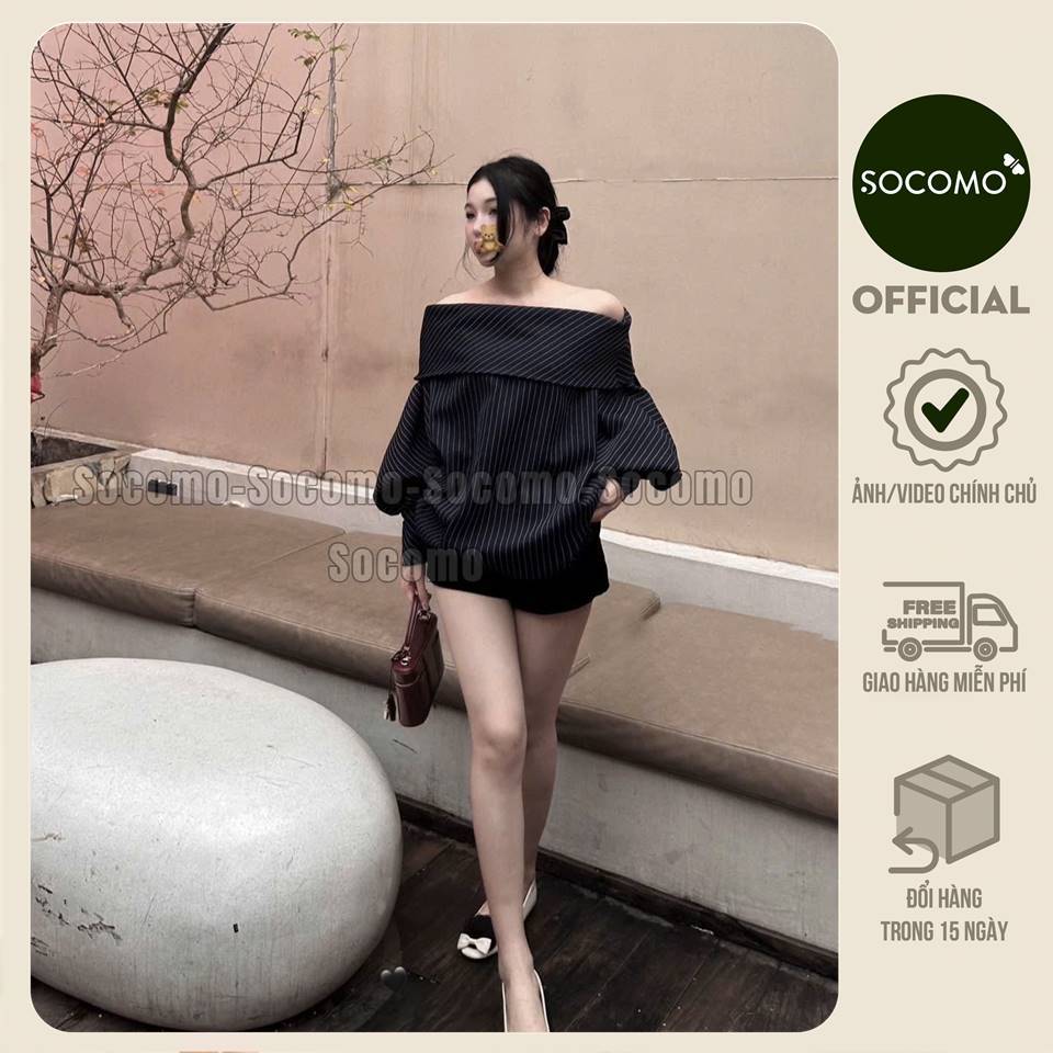 เสื้อเปิดไหล่ลาย Socomo A12025