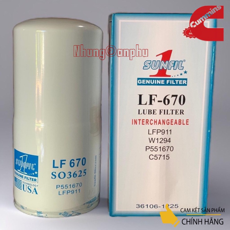 LF670/p551670 อะไหล่ไส้กรองน้ํามัน CUMIN