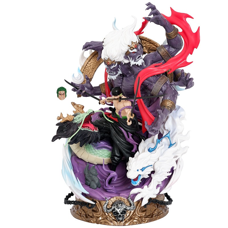 โมเดล One Piece Zoro Asura ในรัฐการต่อสู้ด้วยปีศาจ + หัวเปลี่ยนได้ สูง 21 ซม.