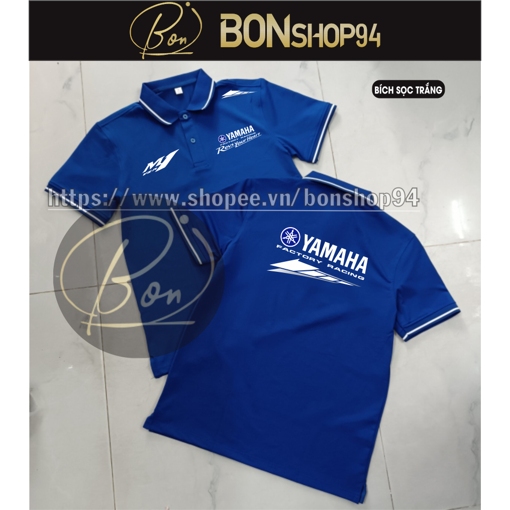 เสื้อยืด YAMAHA FactoryRacing M1 POLO (ลายริ้วล้อ) - สินค้าเกรด 1 ไม่ซีดจาง - BONShop94.HCM HCM HCM