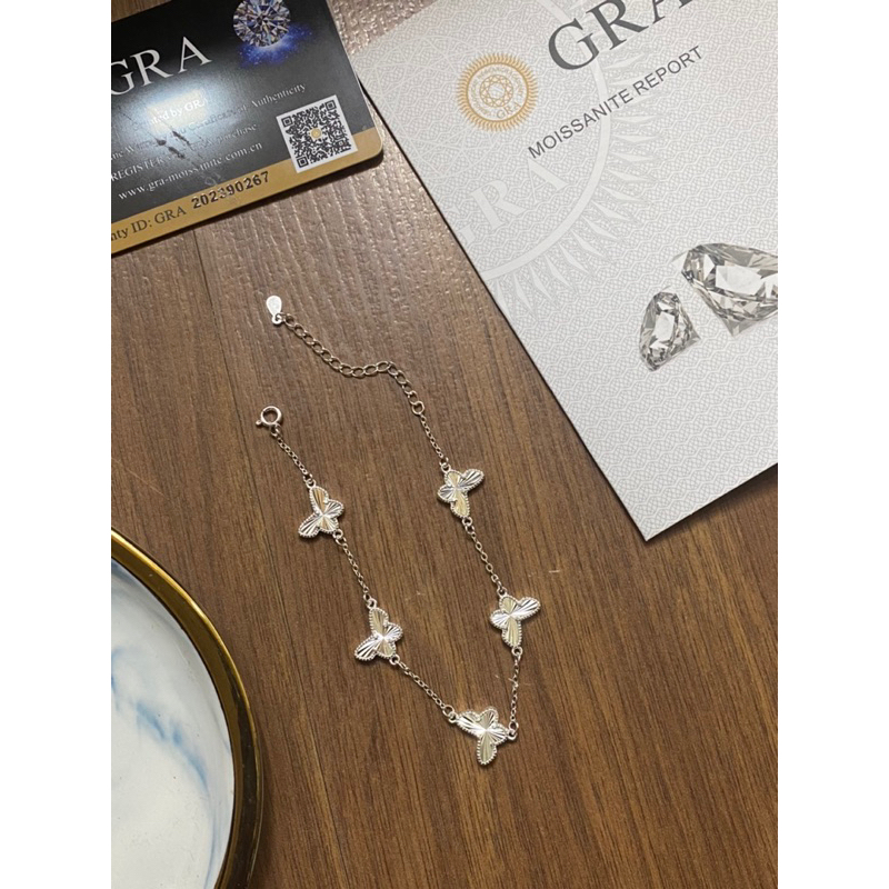 S99 สร้อยข้อมือเงินแท้สําหรับผู้หญิงรูปผีเสื้อไม่มีหินผู้หญิง Q T Silver Jewelry