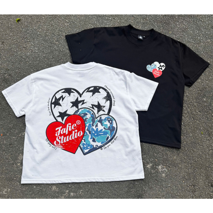 LOVE STAR เสื้อยืด Boxy สําหรับผู้ชายพิมพ์ลาย FAFIC STUDIO ผ้าฝ้ายสําหรับผู้หญิง Unisex Localbrand