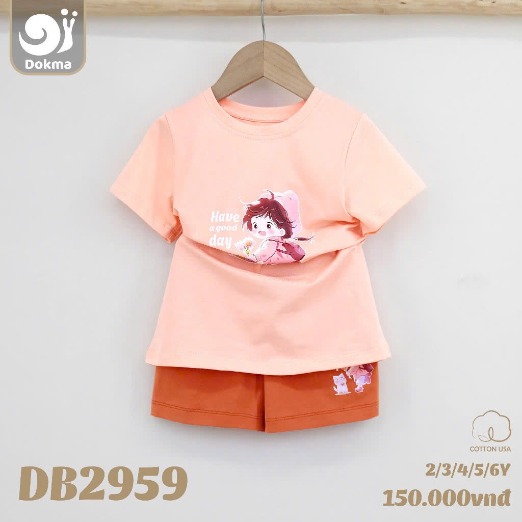 Dokma DB3017 DB2959 ชุดคอกลมและแขนกุดเด็กผู้หญิง (2-6Y) ผ้าคอตตอน