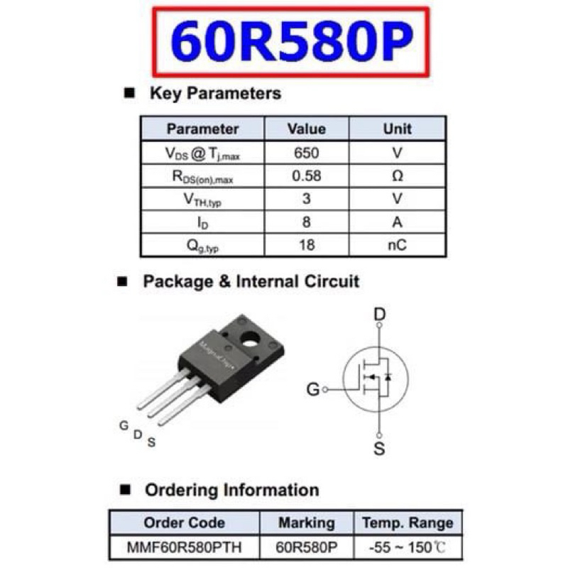 (5con)MOSFET N-CH 4A 5A 8A 15A 18A 20A 650V TO220F 4N65 5N50 18N50 K15A50D 60S280CE 60R580P9NK50