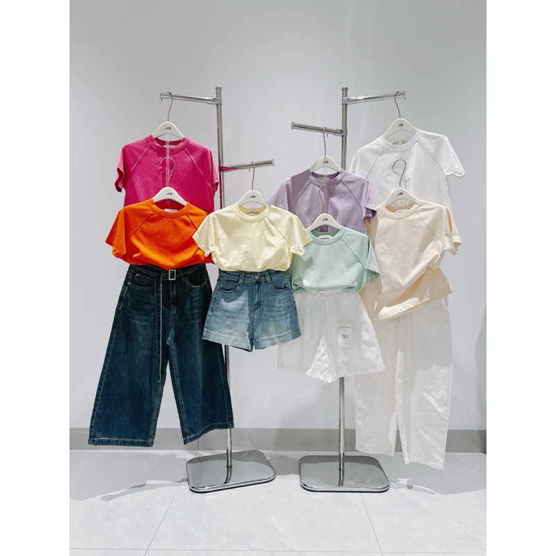 Babytee เสื้อยืดสีพื้น / เสื้อ babytee แขนธรรมดา raplang