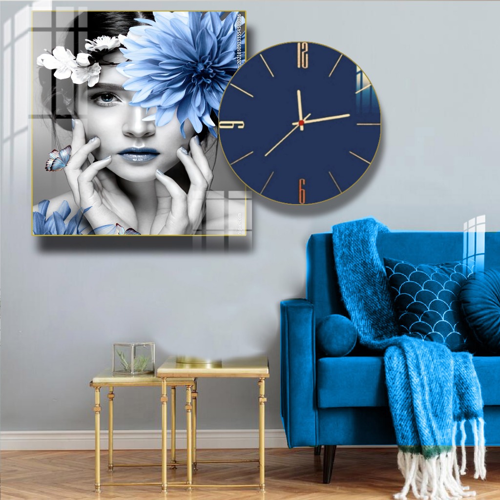 Combo Painting + Drifting Metal Fashion Clock with Modern Girl Pattern - ราคาถูกสําหรับห้องนั่งเล่นห