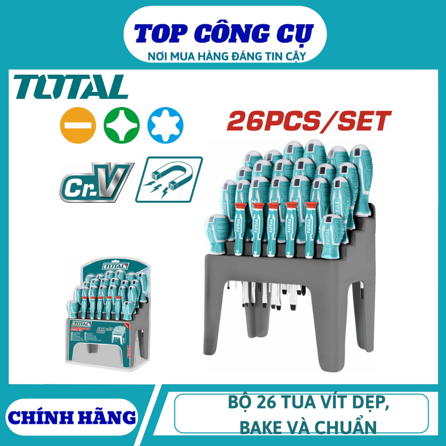 TOTAL TOTAL TOTALS ชุดไขควงแบน อบ และไขควงมาตรฐาน THT 26 ชิ้น250626