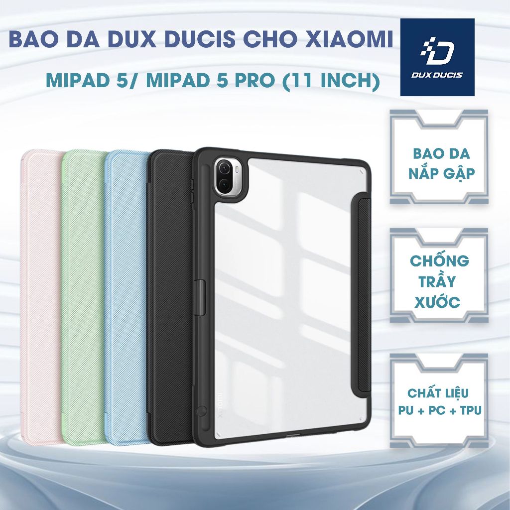 DUX DUCIS เคสหนังสําหรับ Xiaomi MiPad 5/ MiPad 5 Pro (11 นิ้ว) - ด้านหลังใส, ถาดปากกา (TOBY LINE)