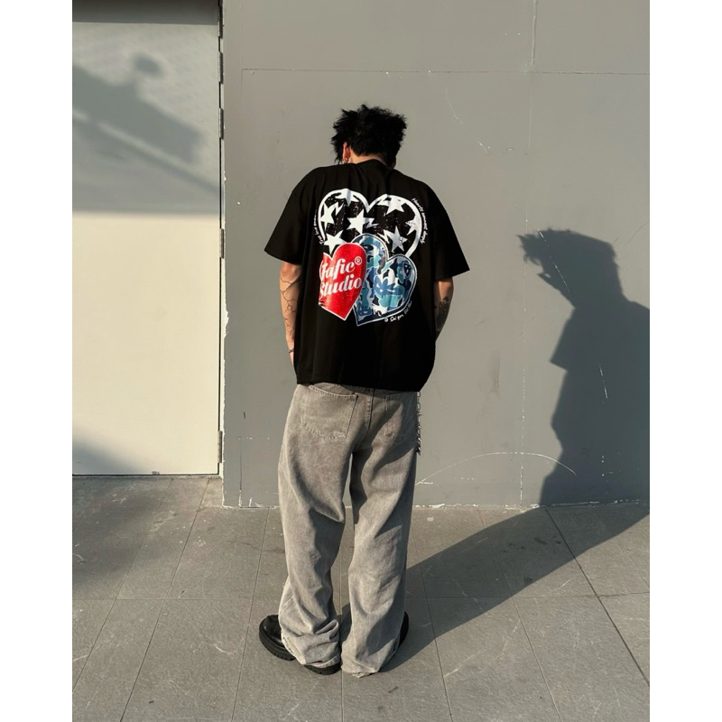 LOVE STAR เสื้อยืด Boxy สําหรับผู้ชายพิมพ์ลาย FAFIC STUDIO ผ้าฝ้ายสําหรับผู้หญิง Unisex Localbrand