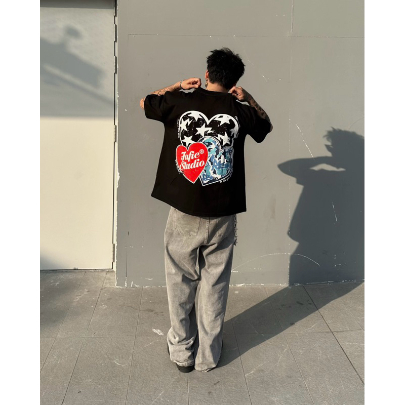 LOVE STAR เสื้อยืด Boxy สําหรับผู้ชายพิมพ์ลาย FAFIC STUDIO ผ้าฝ้ายสําหรับผู้หญิง Unisex Localbrand