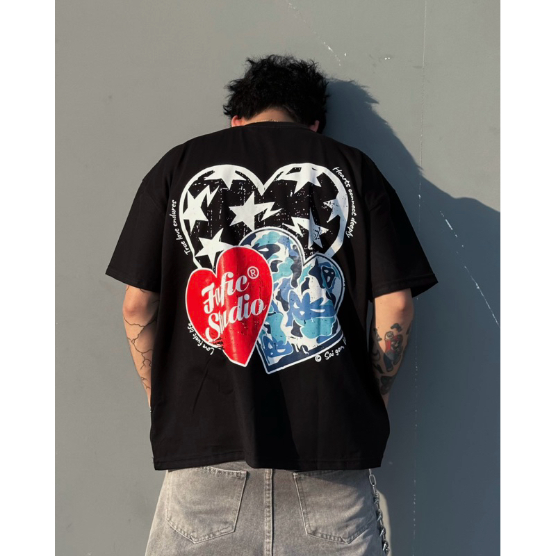 LOVE STAR เสื้อยืด Boxy สําหรับผู้ชายพิมพ์ลาย FAFIC STUDIO ผ้าฝ้ายสําหรับผู้หญิง Unisex Localbrand