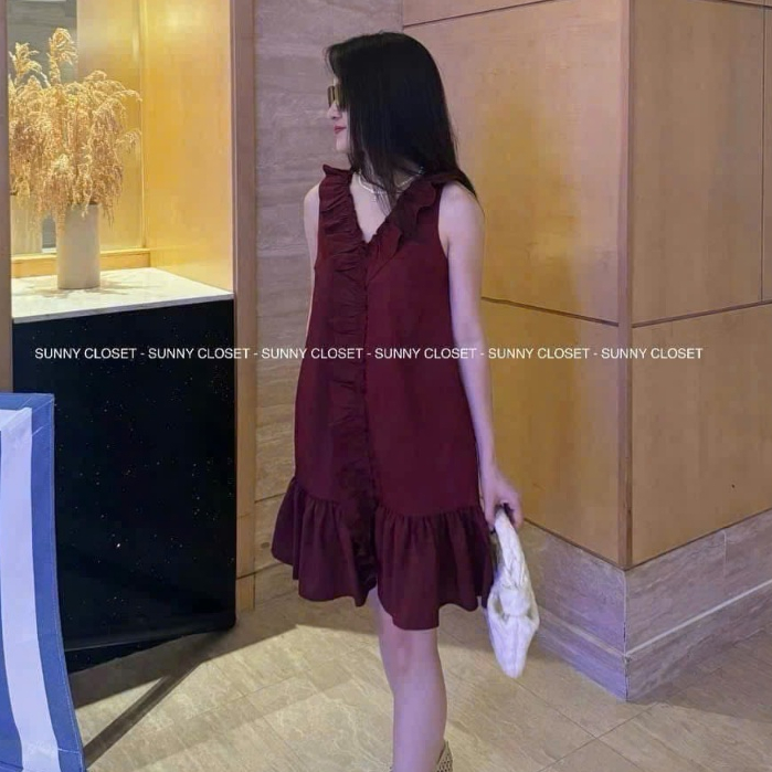 เดรสผู้หญิงสุดหรู เดรสผู้หญิงน่ารัก ชุดเดรสแขนกุดระบายมีสไตล์เทรนด์มาแรงของ Tam Vi City I26