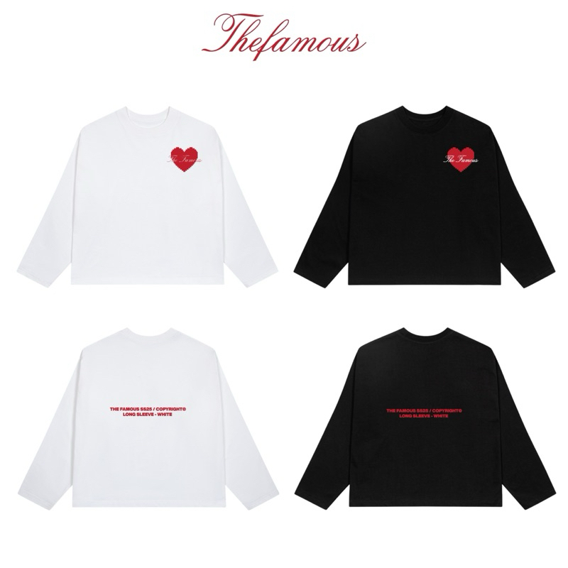 Form Boxy Heart The Famous เสื้อยืดแขนยาวผ้าฝ้ายพรีเมี่ยม 260gsm