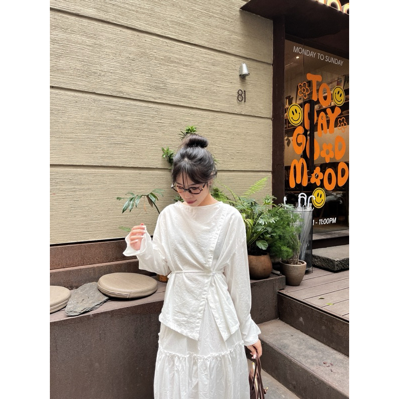 Zinnia/Sleeve เสื้อเชิ้ตคอปกผูกโบว์ 1185