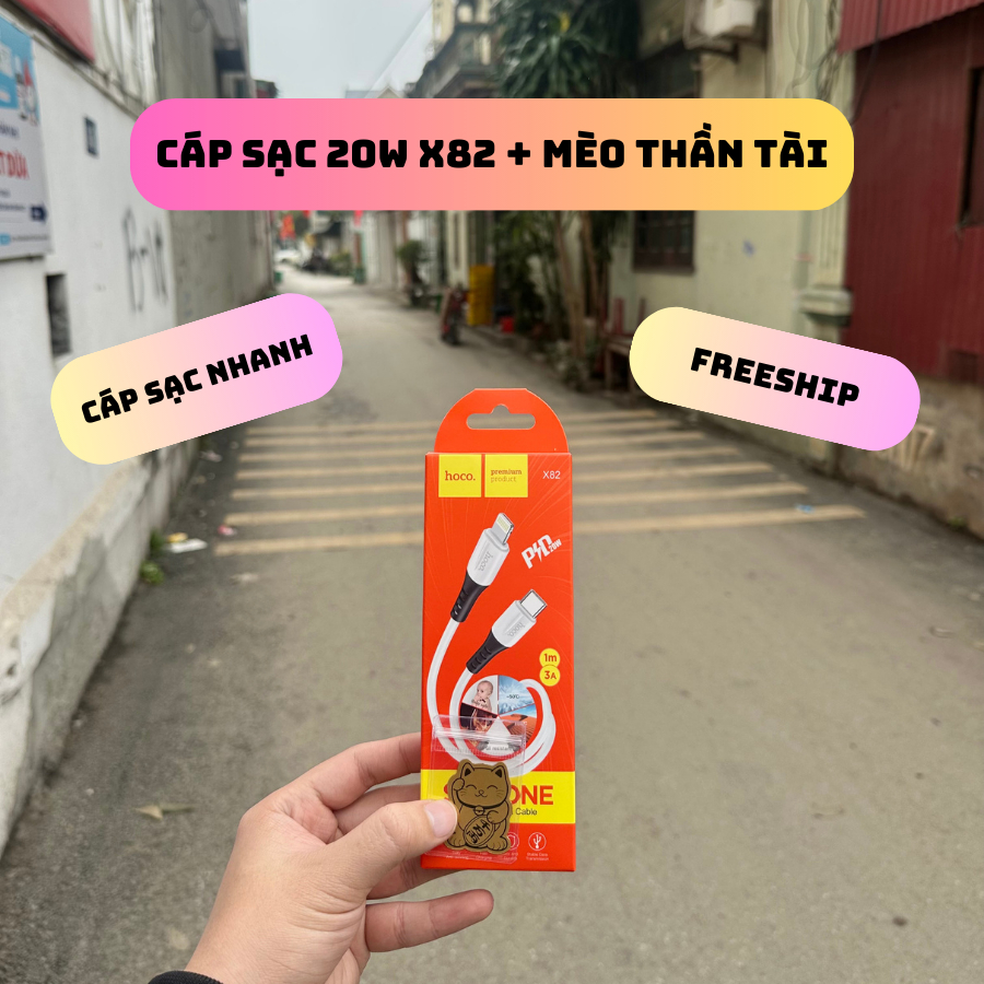 Hoco X82 Tyce C 20W สายชาร์จเร็ว + แสง - 6 เดือน + ฟรีที่ชาร์จโทรศัพท์ Lucky Cat 1 อัน