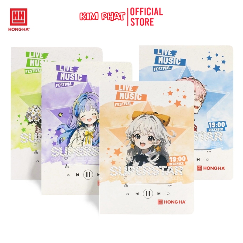 Combo 10 สมุดบันทึกแนวนอน 80 หน้า Hong Ha Sao Mai Live Music - 1694
