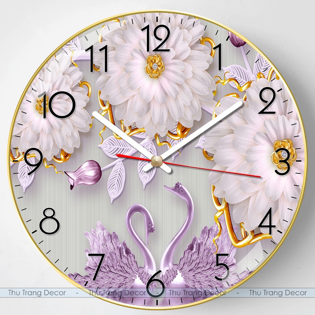 Mirror Round Watch "LOVE SWAN" การพิมพ์ UV 5D คุณภาพสูง