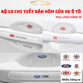 Bộ 10 Chi Tiết Miếng Dán Silicon Chống Xước Hõm Cửa, Bộ Tay Nắm Cửa Logo Các Hãng Xe