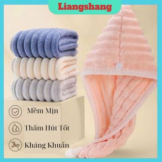 Mũ Quấn Tóc Lông Dệt Sóng Siêu Thấm Hút - Khăn Bông Ủ Quấn Tóc Nhanh Khô Hàng Nội Địa Trung Cao Cấp .