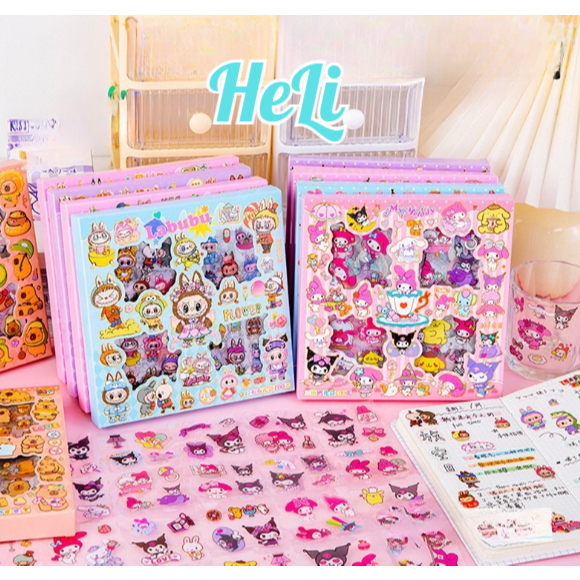 กล่อง 100 สติ๊กเกอร์ CAPYBARA, SANRIO, LABUBU, BABY TREE, CUTE STICKERS