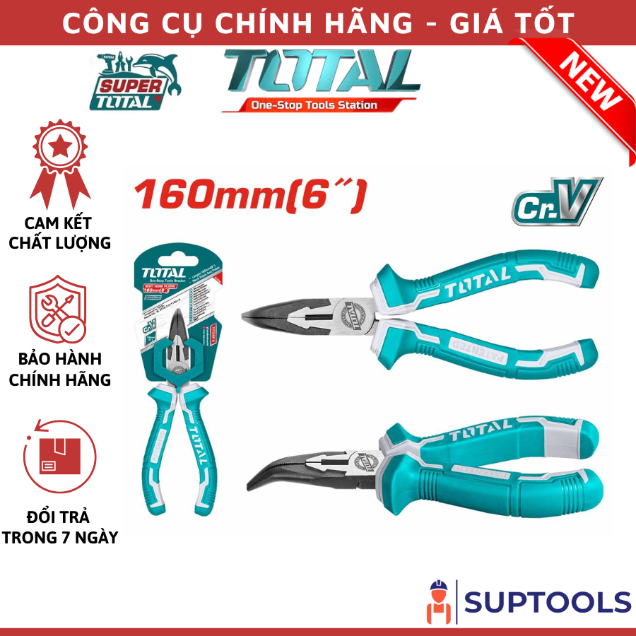 คีมปากแหลม 6"/160mm TOTAL THT24616 (เครื่องมือแท้)