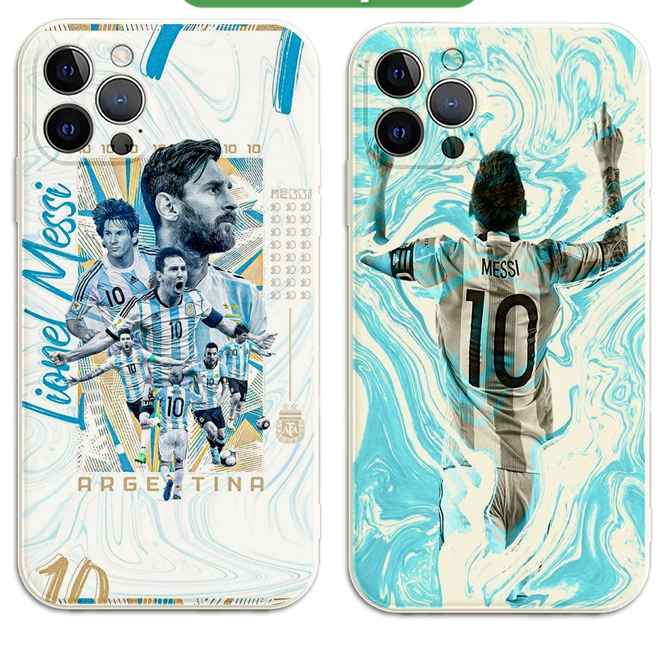 JM.Case Argen.tina Football Me.ssi M10 เคส iPhone ขอบสี่เหลี่ยม iPhone 14 12 13 13Promax 6 7 8 7Plus