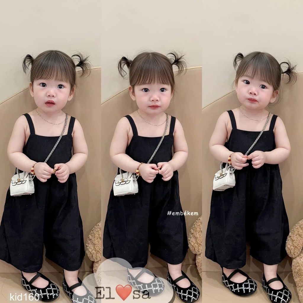 เสื้อผ้าเด็กผู้หญิง - JUM 2 สายสีดําน่ารักสําหรับเด็กผู้หญิง 1 - 5 ขวบ