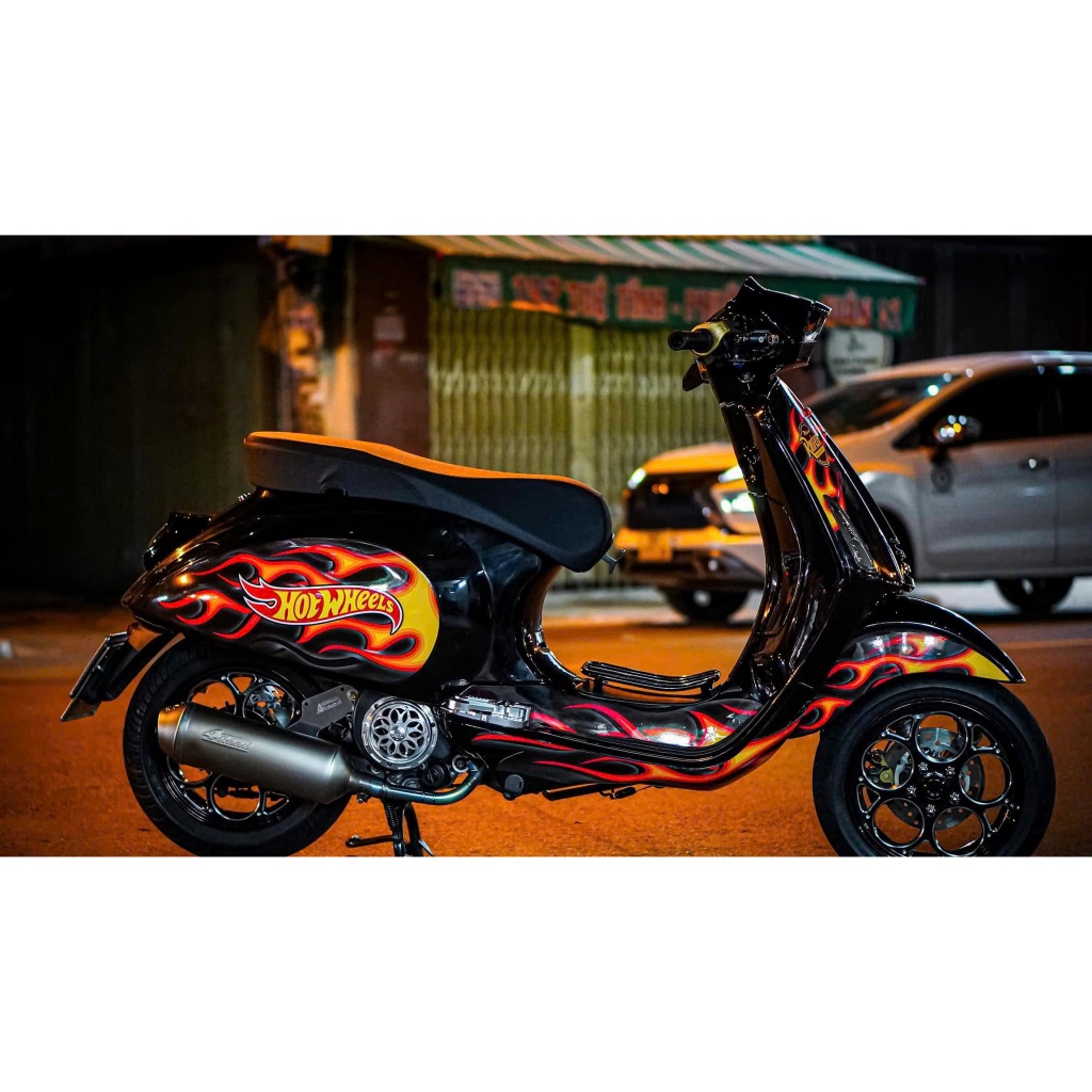 VESPA BLACK FIRE RED REMOVABLE สติ๊กเกอร์ 3-LAYER กันน้ํา DECAL HIGH ADHESIVE