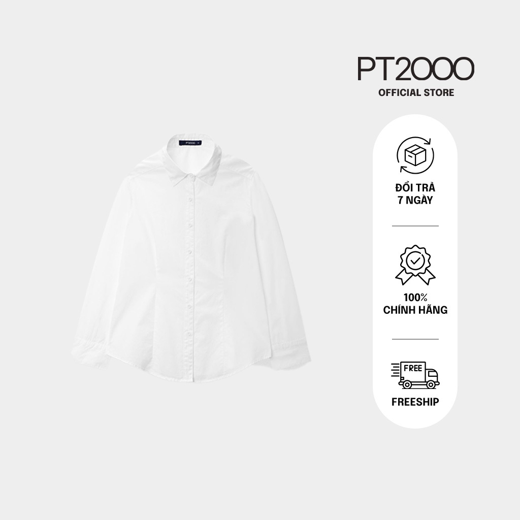 เสื้อเชิ้ตผู้หญิง PT2000 แขนยาวธรรมดา ผ้าคอตตอน 100% เท่ๆ แบบ Regular (SMN-V468)