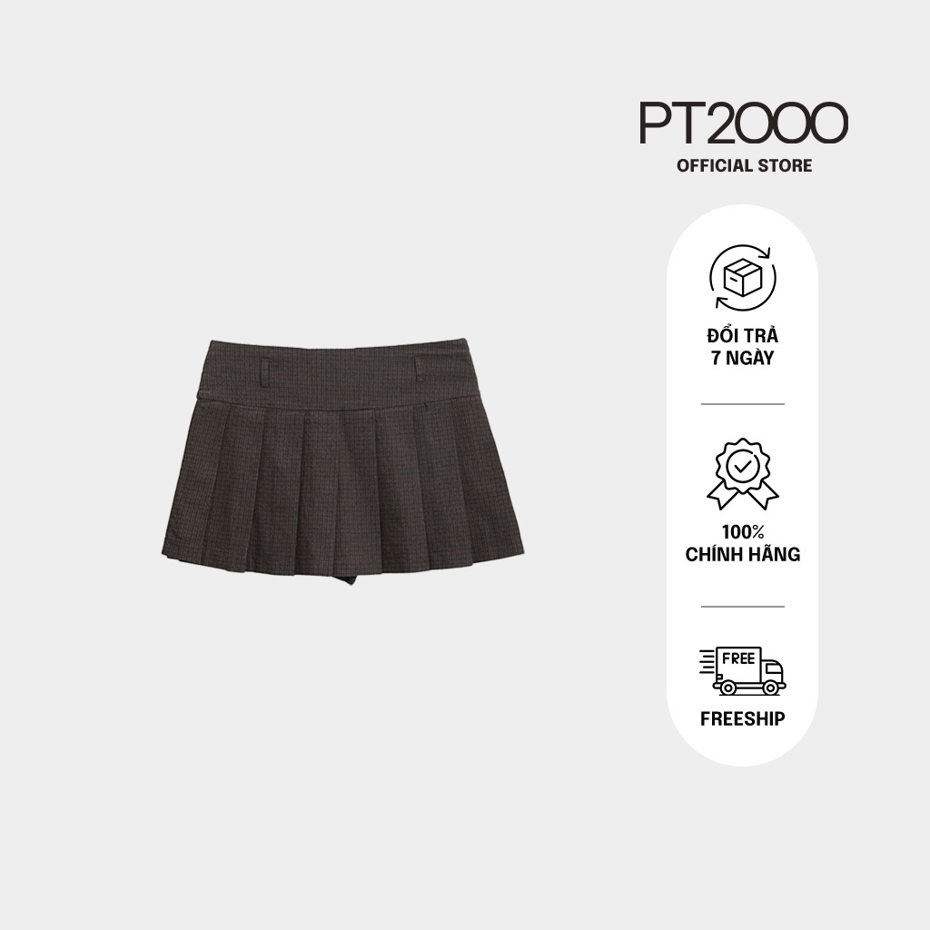 กระโปรงสั้น PT2000 สีกากีหนาบาง ทรง Regular (SV-07)