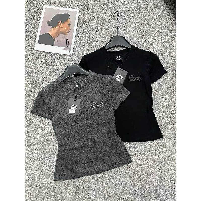 เสื้อยืด Bad Bloom ทําจากผ้าฝ้ายซิป 4-Way Stretch Slim Fit