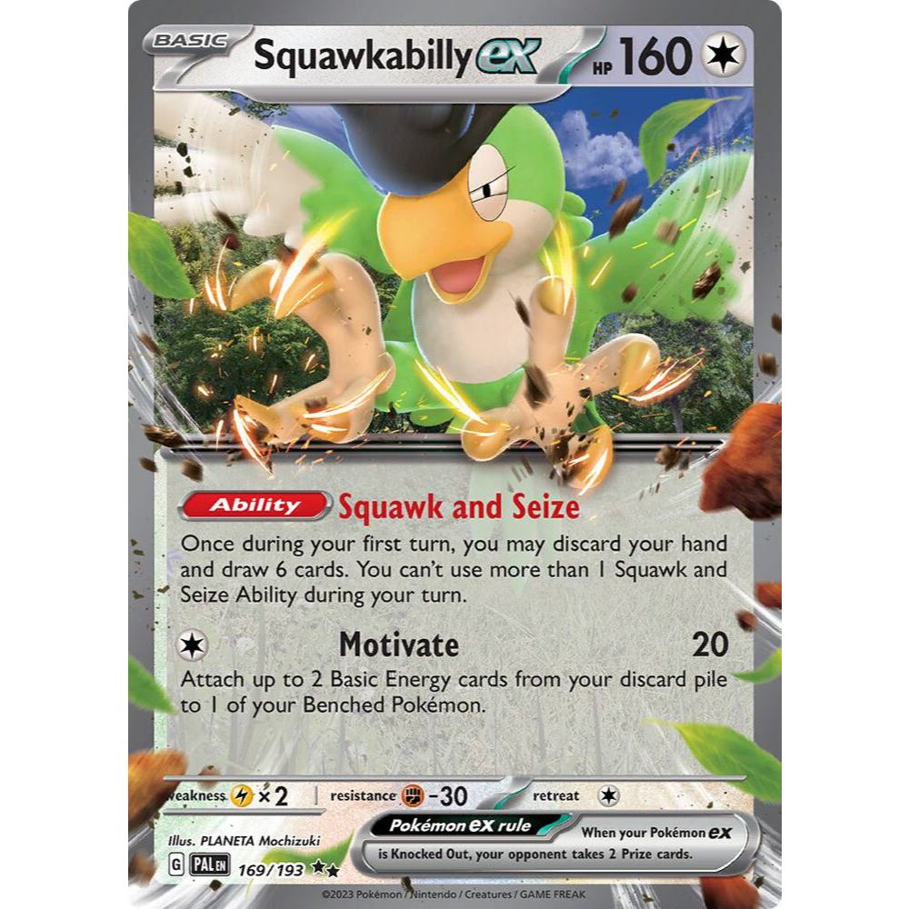 [ของแท้] [ENG] POKEMON Card /Card Game - Squawkabilly ex - 169/193 - SV02: Paldea Evolved (PAL)