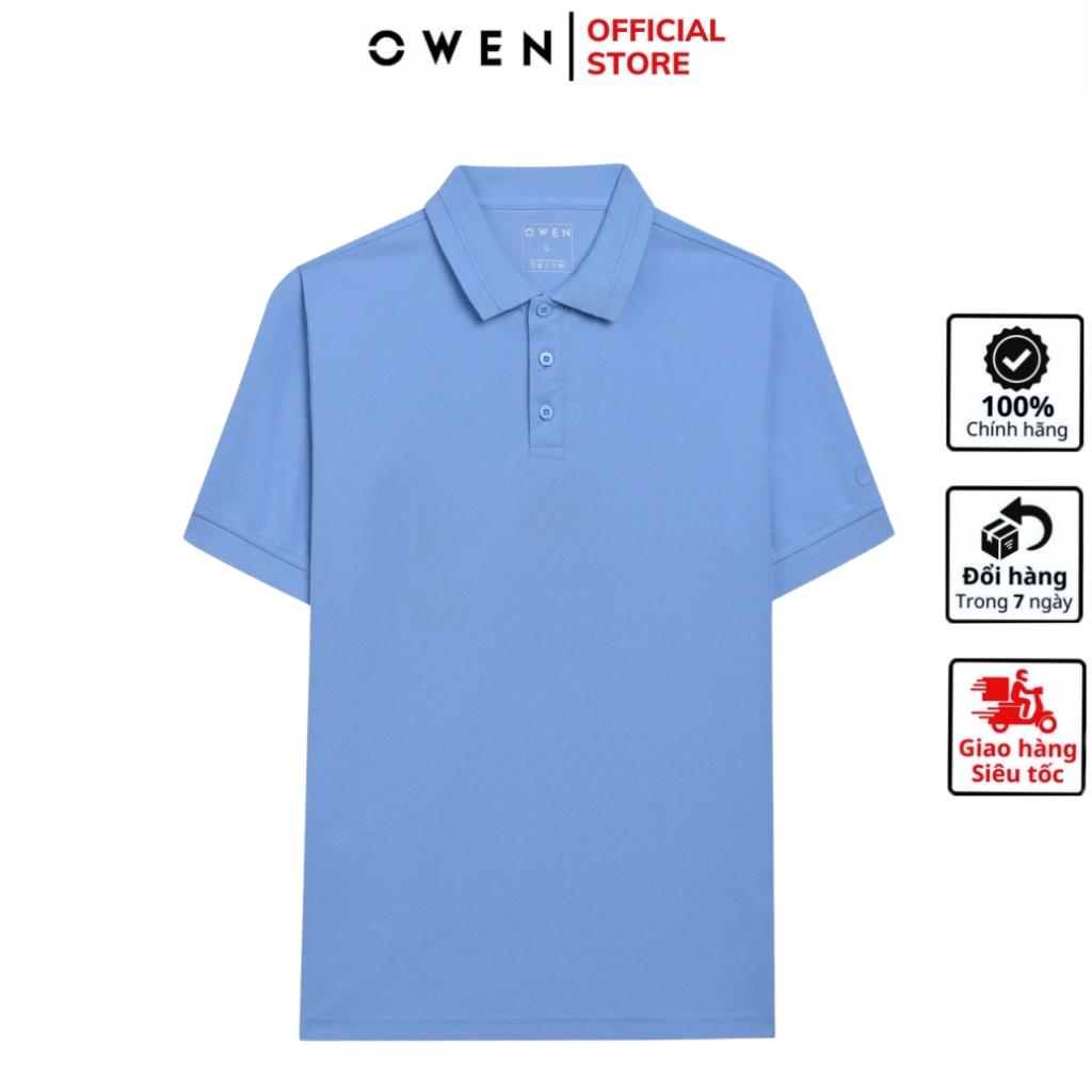 OWEN APV เสื้อโปโลแขนสั้น253638 เสื้อยืดคอปกเปิดลงสีฟ้าท้องฟ้าสําหรับผู้ชายผ้าคอตตอนเนื้อนุ่มคุณภาพส
