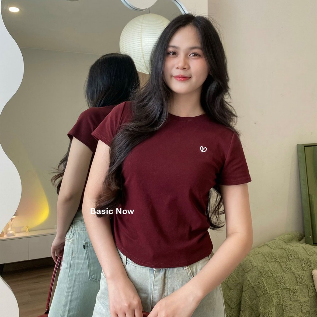 (DEAL 100 tops) BASIC Form Baby tee Body Womens Elastic zip T-shirt A1