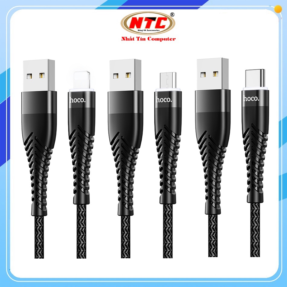 Hoco UD02 Pro 3A สายชาร์จพร้อมการส่งสัญญาณ Led และ Data ยาว 1M LN / Type-C / Micro-USB QC3.0 (สีดํา)