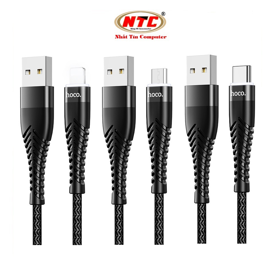 Hoco UD02 Pro 3A สายชาร์จพร้อมการส่งสัญญาณ Led และ Data ยาว 1M LN / Type-C / Micro-USB QC3.0 (สีดํา)