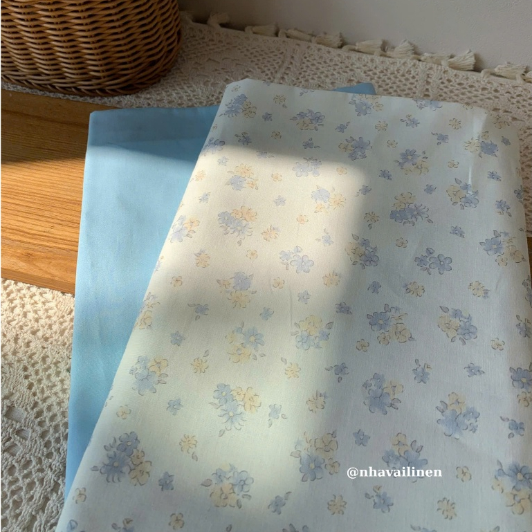 HNB ผ้าคอตตอน HOME LINEN FABRIC ลายเก๊กฮวยพื้นขาว วัสดุคุณภาพสูง นุ่ม โปร่ง สําหรับผิวแพ้ง่าย