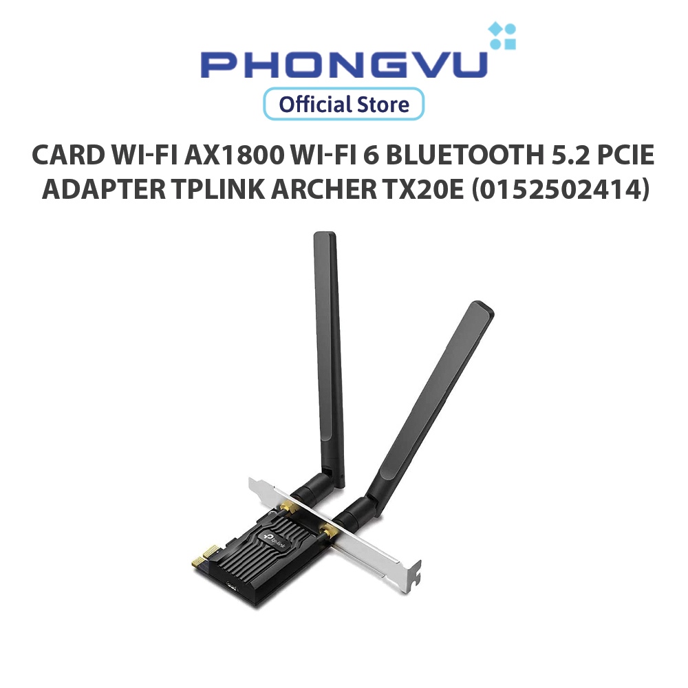 การ์ด Wi-Fi AX1800 Wi-Fi 6 Bluetooth 5.2 PCIe Adapter TPLINK Archer TX20E - 24 เดือน