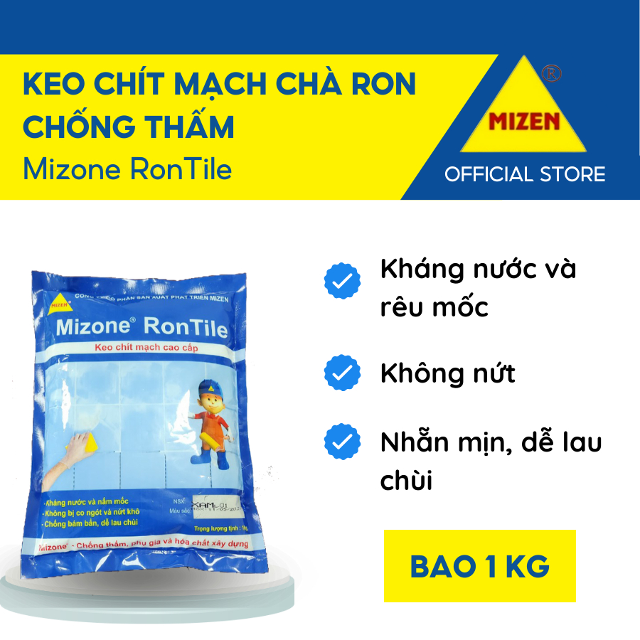 ยาแนวกระเบื้องกันน้ําที่มีประสิทธิภาพ - Mizone RonTile Grout 1Kg Bag