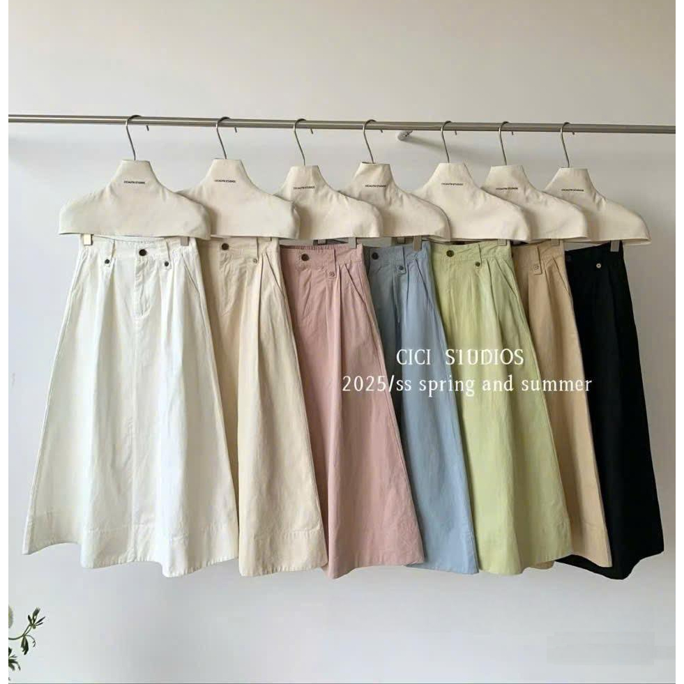 Seoul.studio - กระโปรงยาวทรงมิดิธรรมดาเกาหลี CiCi Studios QC basic vintage หนา ulzzang lady เกาหลี 2