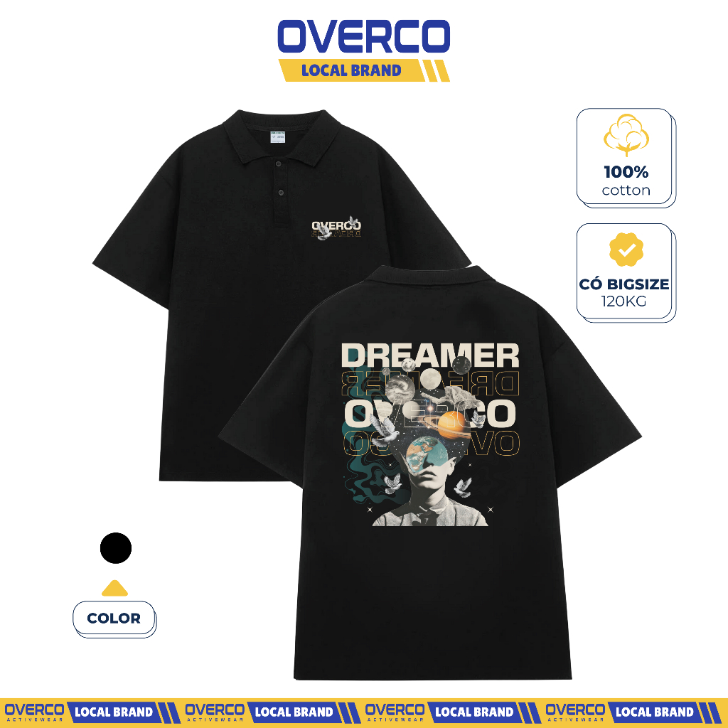 Dreamer Overco Brand เสื้อโปโลผ้าฝ้ายสําหรับบุรุษและสตรีผ้าฝ้ายนุ่มและเย็น - O2A4