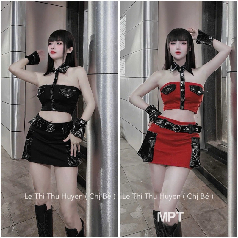 Set เสื้อนมโตคอปกกระแทกและกระโปรง MPT