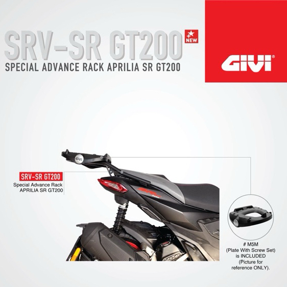 Givi SRV กระเป๋าด้านหลังสําหรับ Aprilia SR GT200 - พอร์ตยึดท้ายรถแท้, | ร้านขายอุปกรณ์การเดินทาง