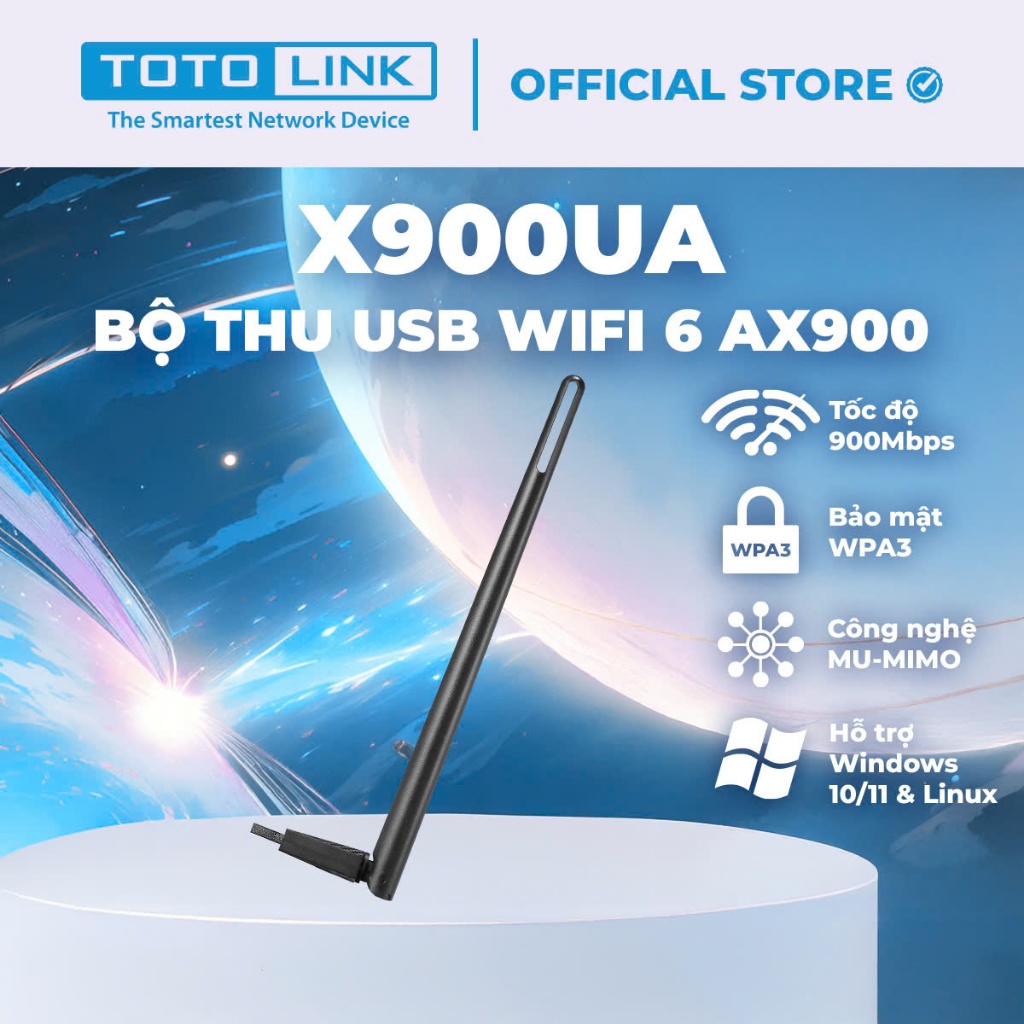TOTOLINK X900UA ตัวรับสัญญาณ Wi-Fi USB - USB Wi-Fi 6 AX900 Mbps