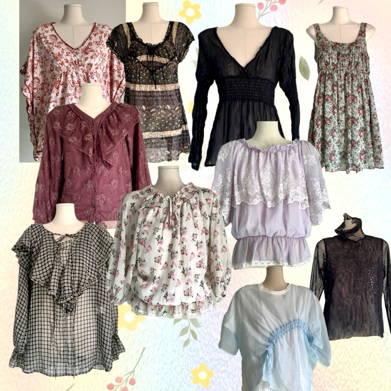 [Novmber 6] ชุดเดรสผู้หญิงญี่ปุ่น/เกาหลี/จีน 2hand vintage crop top axs/hudson mori y2k fairy 60 59 