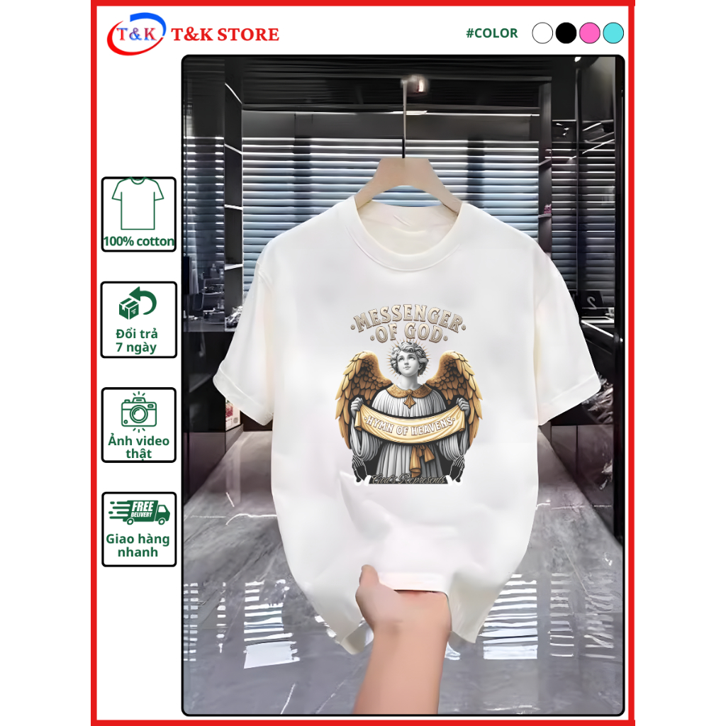 ANGEL เสื้อยืด unisex ผ้าคอตตอนยืดนุ่ม 4c - T&K เสื้อยืด unisex คอกลม เท่ๆ