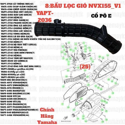 [ของแท้ Yamaha][8:AIR FILTER] YAPT-2036-NVX V1-Exhaust manifold (25)