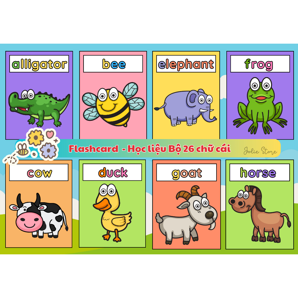 ชุดการ์ดลามิเนตพลาสติก 26 ชิ้น LETTERS LEARNING - ชุดคําศัพท์ ABC & สัตว์ 26 ชิ้น - วัสดุการเรียนรู้